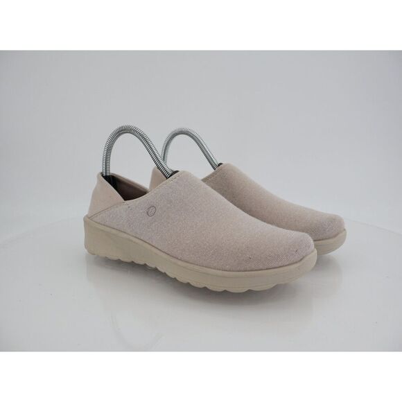 Bzees Getaway Loafer Size 7 M Beige Slip On Wedge Comfy Shoes Fabric Stretchy - Picture 2 of 13